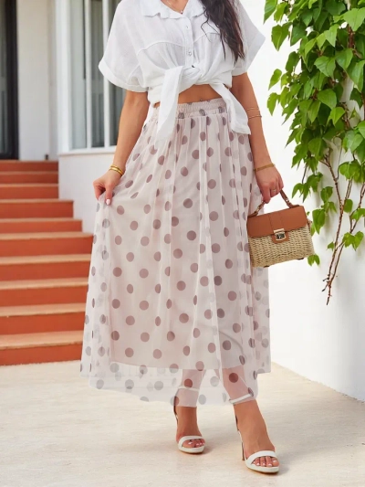 Royalfashion Ženska krila srednje dolžine iz viskoze s tilom in pikami