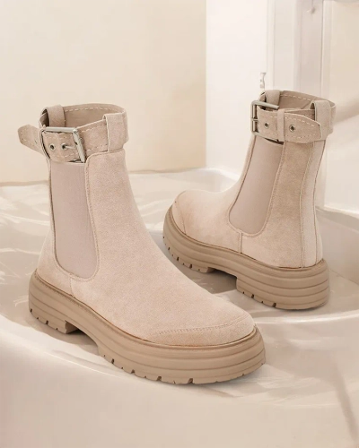 Royalfashion Ženske čizme do gležnja s dekorativnim remenom Ozzoas