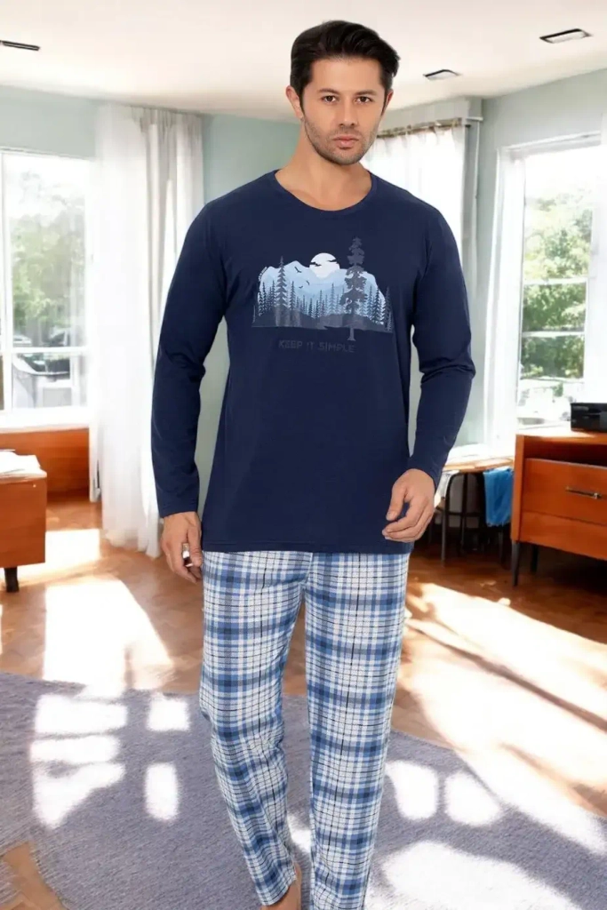 Royalfashion Moške flanelaste bombažne pižame