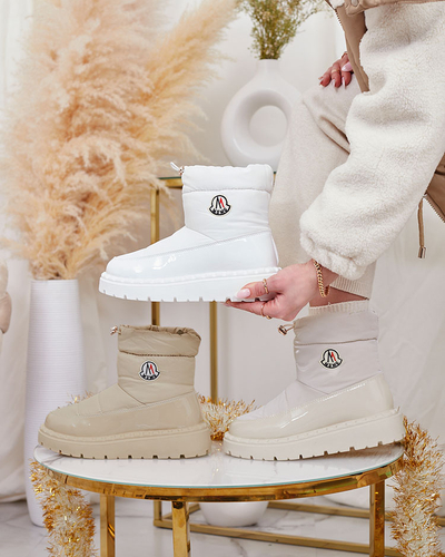 Royalfashion Ženski škornji z drsenjem v beli barvi Ireda