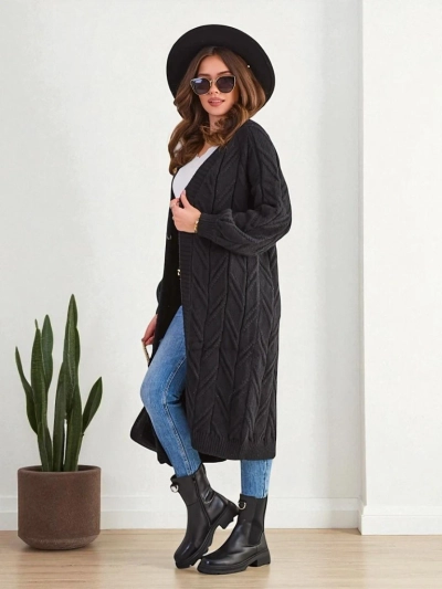 Royalfashion Ženski pleteni pončo džemper