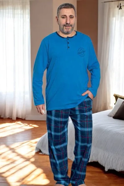 Royalfashion Moške bombažne vzorčaste pižame PLUS SIZE