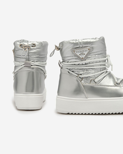 Royalfashion Otroški čevlji a'la snežni škornji v srebrni barvi Asifa