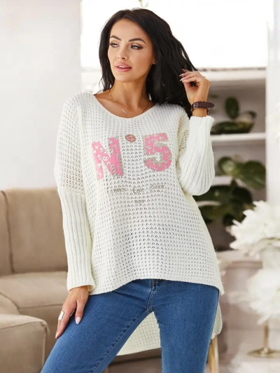 Royalfashion akrilni pleteni pulover za ženske z napisi