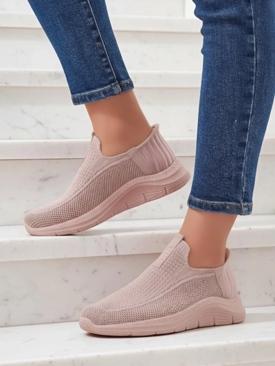 Ženske superge Apollo Rosa – roza slip-on čevlji iz tkanine na ravnem podplatu
