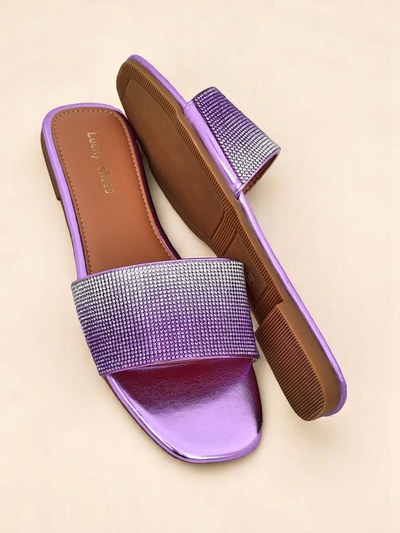 Royalfashion Zapatillas de mujer con circonitas ShinyGlow