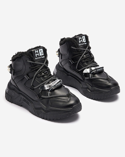 Royalfashion Czarne sneakersy z ociepleniem Pommie