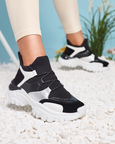 Royalfashion Biało- czarne sportowe sneakersy damskie Ziragga