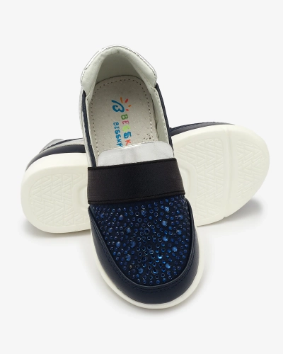 OUTLET Royalfashion Granatowo - czarne dziecięce tenisówki slip - on Ciarala