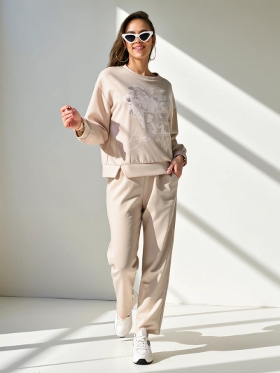 Royalfashion Ženski viskozni komplet s tiskom