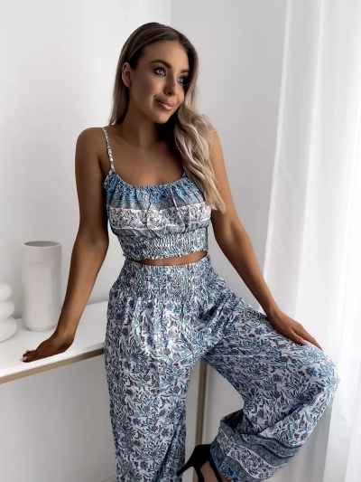 Royalfashion Niebieski damski komplet z printem