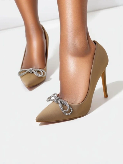 Royalfashion ženske štikle, ki spominjajo na satensko blago z mašnjico Hefion