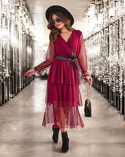 Royalfashion Duga haljina za žene s naborima