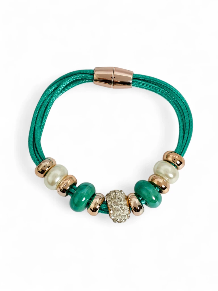 Ženska zapestnica s kroglicami in cirkoni