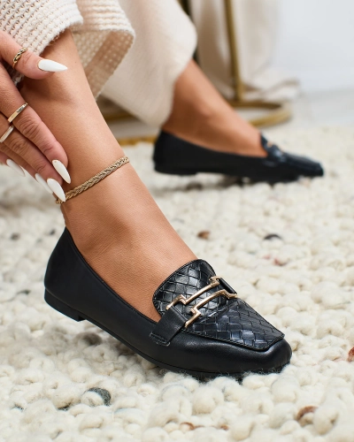 Royalfashion Czarne damskie mokasyny Bulerol