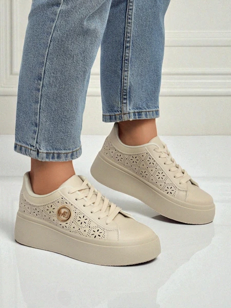 Aurelia Bež Športni Copati s Platformo Royalfashion Eko Usnje