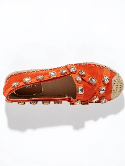 Royalfashion Pomarańczowe damskie espadryle z kryształkami Wamba