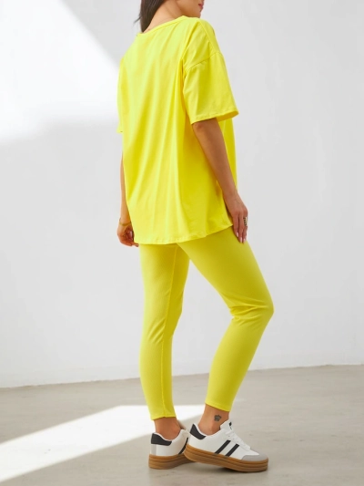 Royalfashion bombažna ženska seta s kratkimi rokavi in leginzami