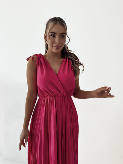 Royalfashion Ženska plisirana midi obleka