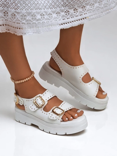 Royalfashion Sandalias de mujer con suela más gruesa y pedrería Rocky Chic