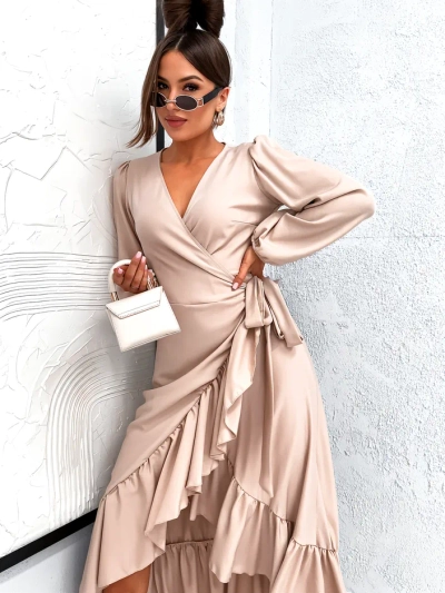 Royalfashion Ženska midi obleka z volančki