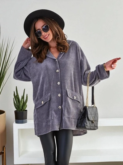 Royalfashion Ženski kardigan sa zlatnim dugmadima VELIČINA PLUS