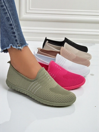 Ženski natikači Hypatia Verde iz blaga z ravnim podplatom