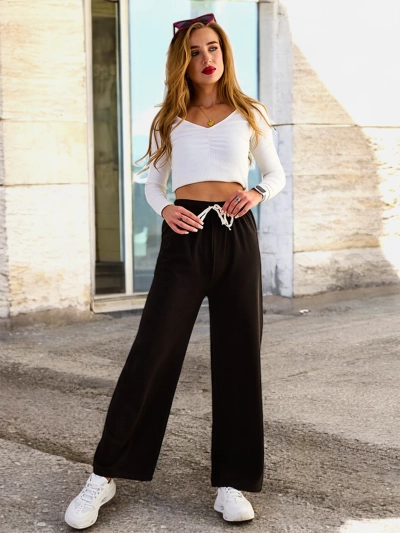 Royalfashion Ženske široke rebraste hlače