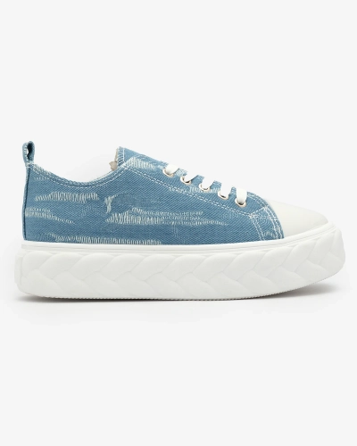 Royalfashion Niebieskie damskie jeansowe trampki z przetarciami Nerolera