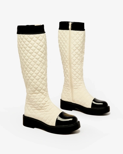 Royalfashion Bež ženski prešiti škornji Ataeb