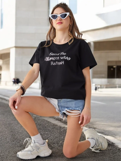 Royalfashion Bombažna ženska majica Uživajte v trenutku z Refresh