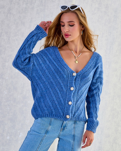 Royalfashion Ženski pleteni pulover z gumbi