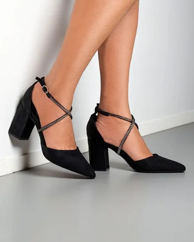 Royalfashion Ženske pumps iz ekološke gamine s trakovi Eurole