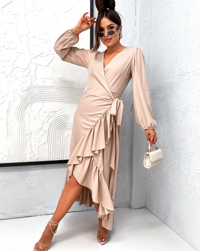 Royalfashion Ženska midi obleka z volančki