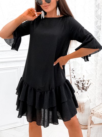Royalfashion Lanena ženska mini obleka