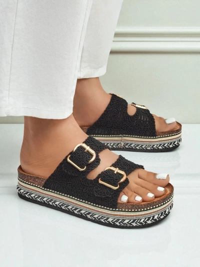 Royalfashion Ženski sandali s platformo in zaponkami CorkStyle