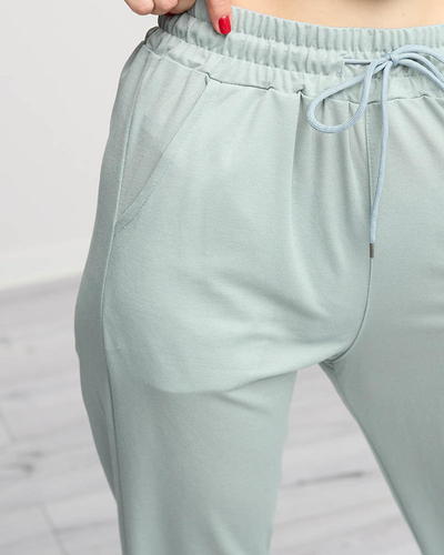 Royalfashion Miętowe dresy damskie z naszywką