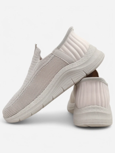 Aurelia Comfort Bež Slip On Ženski Čevlji iz Tkanine s Plosko Peto