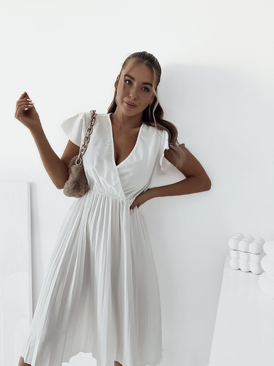 Royalfashion Ženska plisirana midi obleka