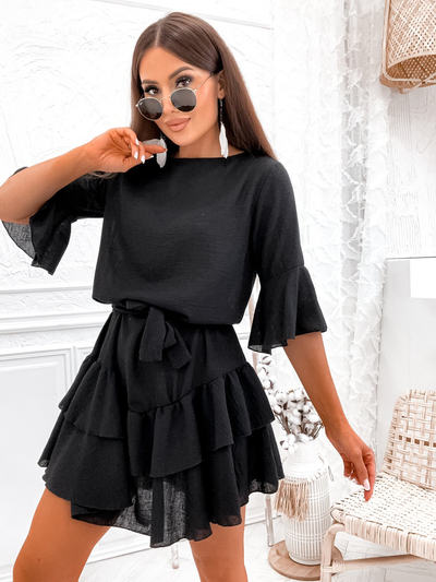 Royalfashion Lanena ženska mini obleka