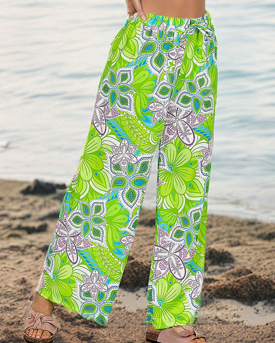 Royalfashion Ženske široke hlače z vzorcem