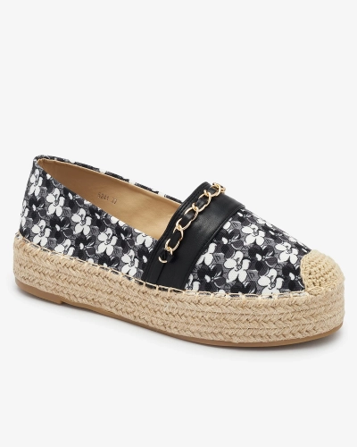 Royalfashion Czarne espadryle w kwiaty Azzaxi