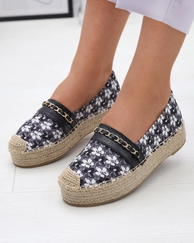 Royalfashion Czarne espadryle w kwiaty Azzaxi