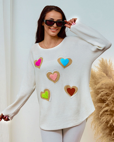 Royalfashion Tanek ženski pulover s srčki