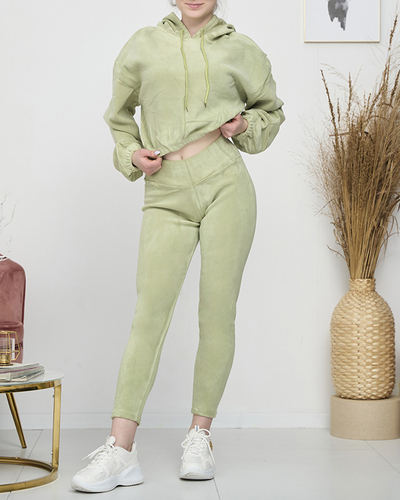 Royalfashion Zielony damski komplet sportowy bluza i legginsy