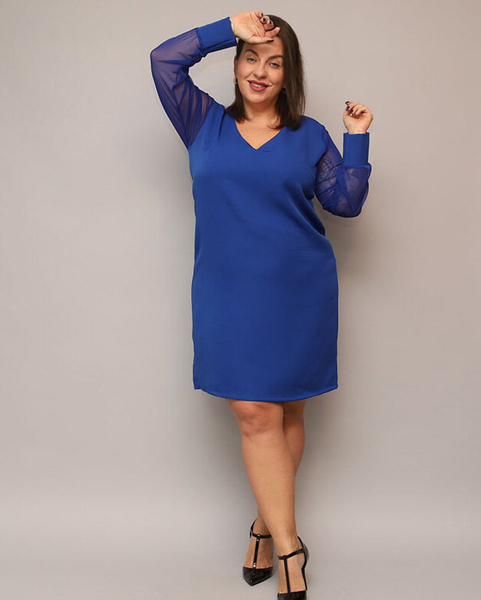 Błyszcząca sukienka do kolana w kolorze zielonym PLUS SIZE- Odzież