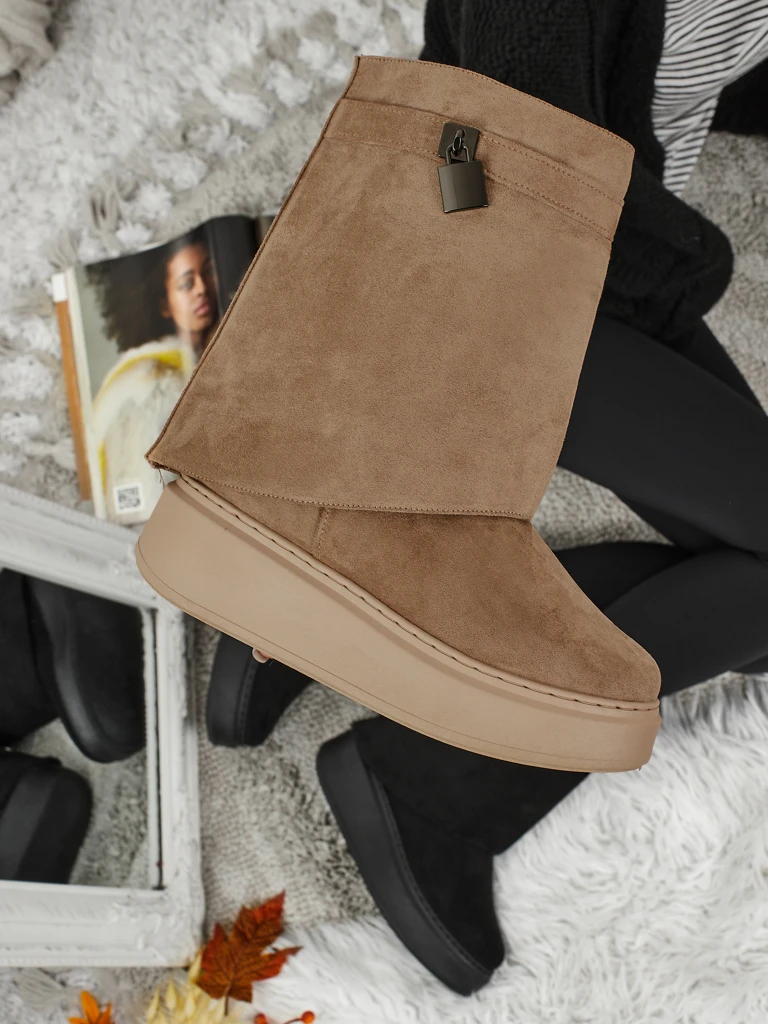 Kratki ženski čevlji za sneg a'la z zgornjim delom, ki ga je mogoče pritrditi, Elizze