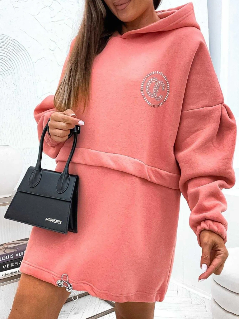 Royalfashion Ženska pamučna minica s kapuljačom
