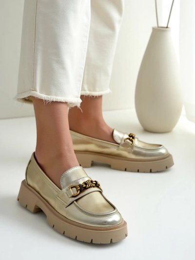 Royalfashion Ženske mokasine pozlačene Goldlove