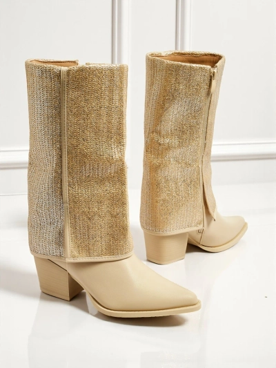 Ženski gležnarji iz eko usnja s peto in okrasnim zgornjim delom Virelia